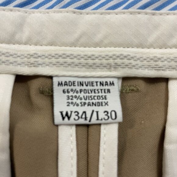 FootJoy Men's W34 x L30 Tan Straight Leg Flat Front Casual Golf Pants - Picture 7 of 9